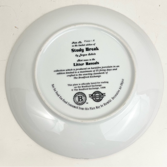 Vintage “Study Break ” Litter Rascals Collectors Plate - Picture 6 of 7